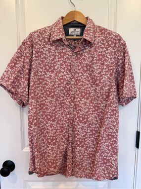 Thread & Cloth - Rose Pink Floral Short Sleeve Button-Down Shirt